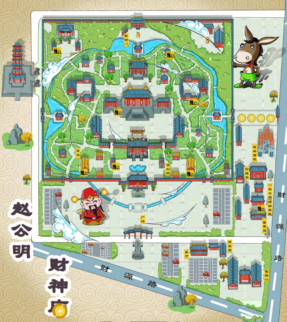 昌江寺庙类手绘地图